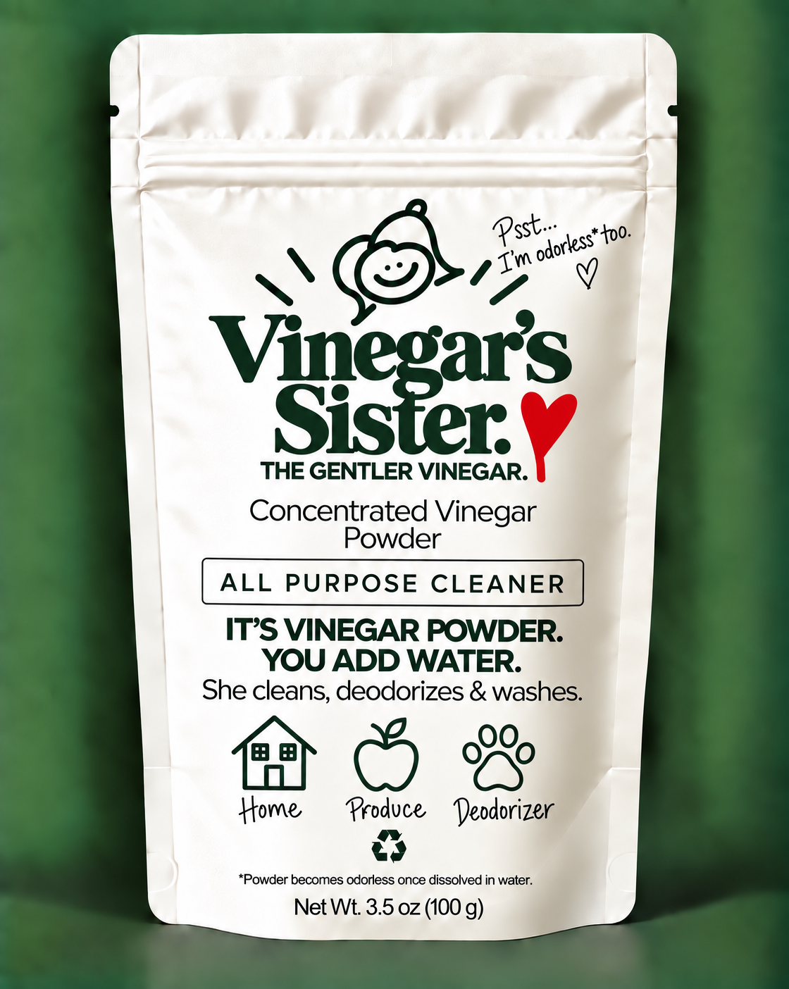 Vinegar's Sister, All Purpose Concentrated Vinegar Powder for Cleaning